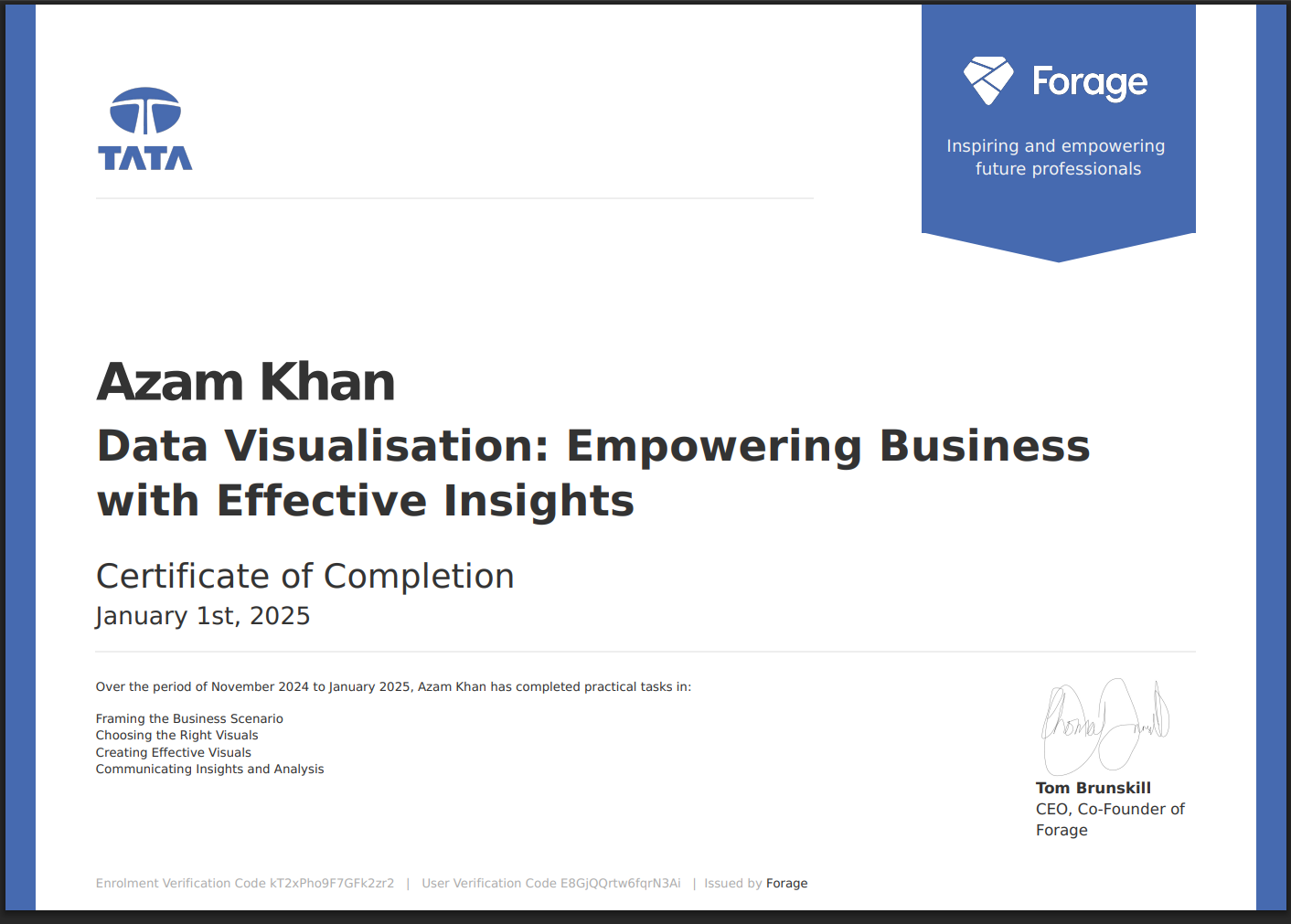 Tata Data Visualisation Certification
